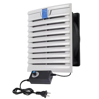 150x150mm Cabinet Cooling Fan Filter Kit with 120mm x 25mm Fan and Speed Controller Ventilator Filter Kit Dustproof Waterproof for Server Racks, Electrical Boxes and Industrial Enclosures Ventilation