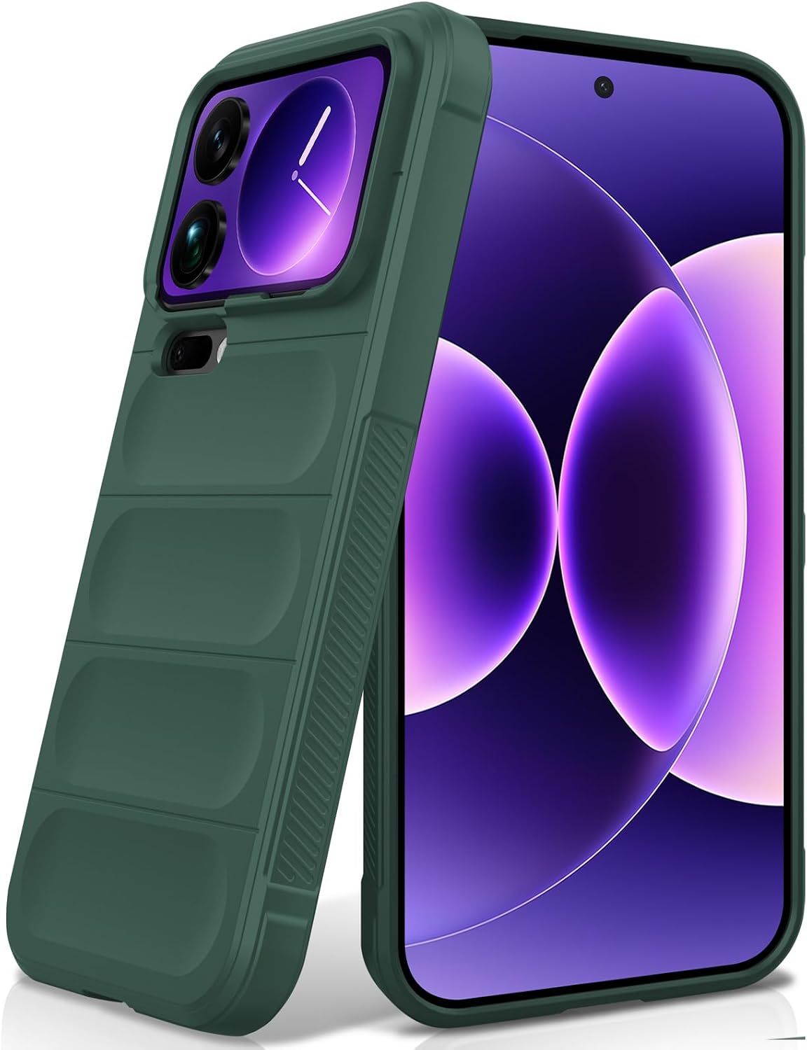 Xiaomi 17 Pro Max用 シリコンケース アンチスクラッチ マイクロファイバー裏地 カメラ保護付き耐衝撃ケース グリーン