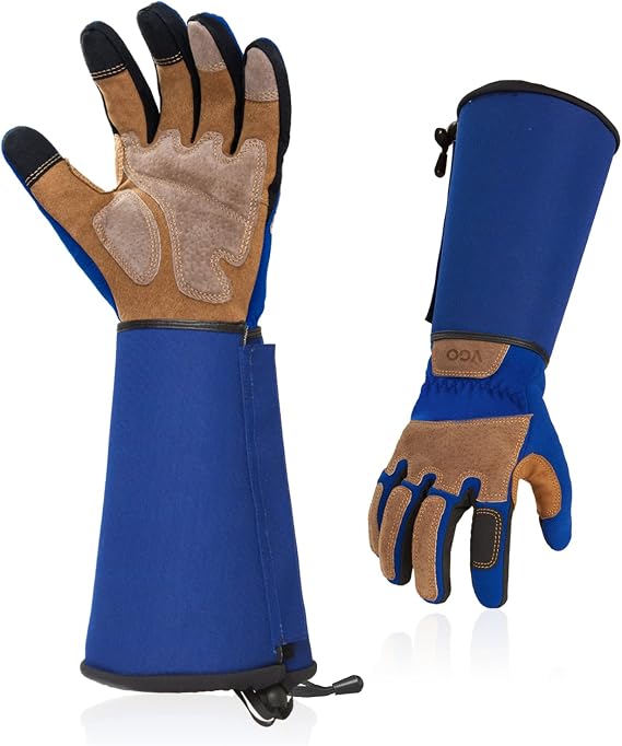 Vgo... Gardening Gloves Unisex,Safety Work Gloves,Long Sleeves Gauntlet,Puncture Proof,Touchscreen(Size M,Blue,SL7496)