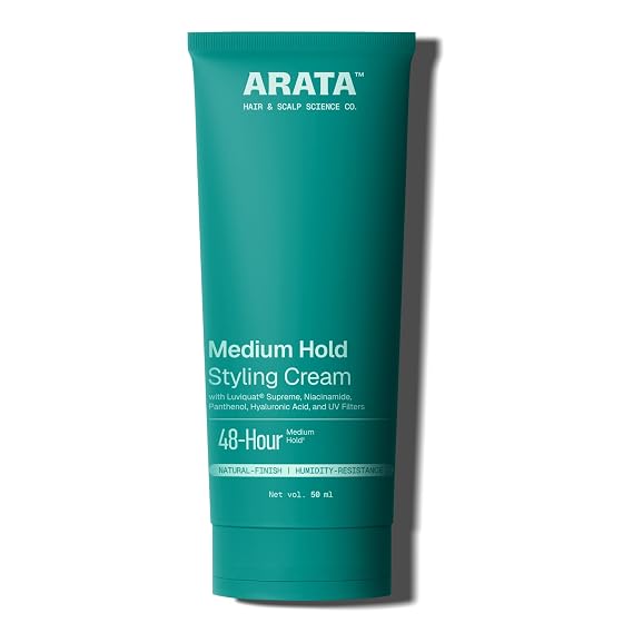 Arata All-Natural Styling & Hold Hair Cream For A Soft-Hold Matte Look | Ayurvedic Extracts Of Organic Flaxseed & Olive Oil | Vegan & Cruelty-Free | Hair Growth Formula For Women & Men - 1.7 Fl Oz