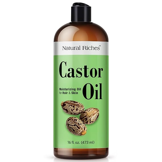 Natural Riches Castor Oil Cold pressed for Dry Skin Hair Loss Dandruff Thicker Hair - Moisturizes heals Scalp Skin Hair growth Thicker Eyelashes & Eyebrows