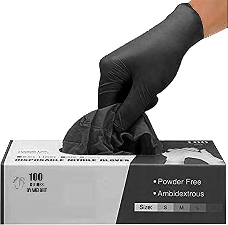 Black Nitrile Disposable Gloves - Latex-Free, Powder-Free, Pack of 100, Strong and Puncture-Resistant, Medical, Food Handling, Tatoo Barber Shop Gloves (X-Large)