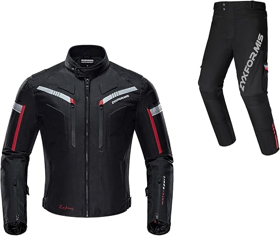 Motorcycle Jacket & Motorcycle Pants for Men, Black L, Bundled