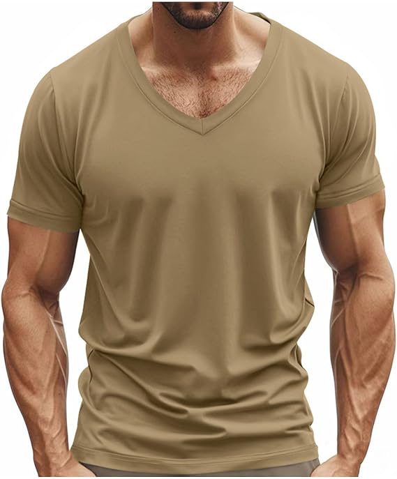 Mens Short Sleeve V Neck T-Shirts Summer Casual Loose Fit Lightweight Shirt Soft Workout Athletic Gym Tops