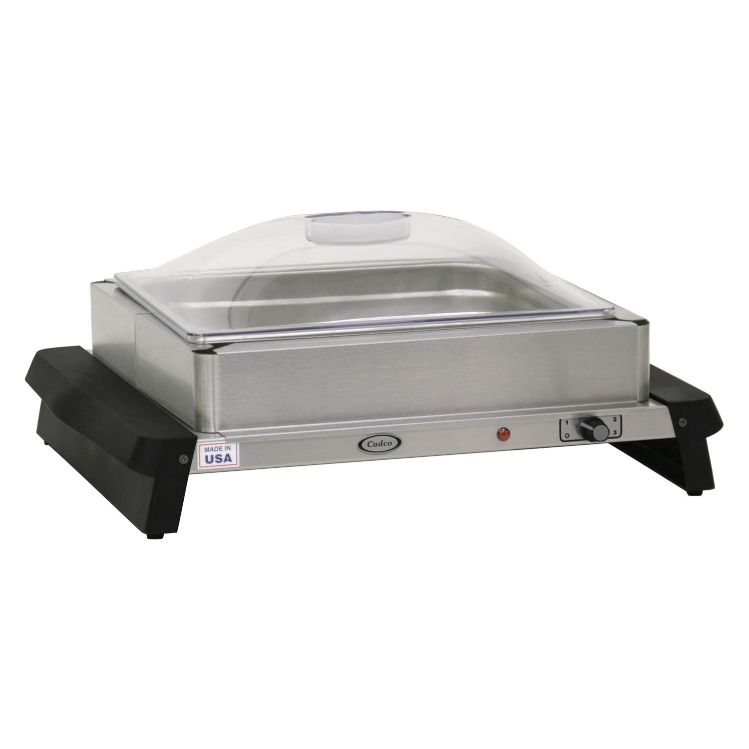 Cadco WTBS-12P 13-18 x 14 Countertop Single Buffet Server Warmer wClear Polycarbonate Lid for Buffet Lines Hotels Cafeterias, Stainless Steel, 120v
