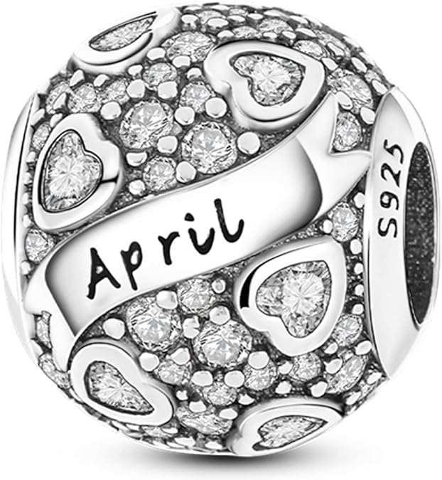 MULA Birthstone Charms 925 Sterling Silver for Bracelets and Necklaces - Dangle Pendants Beads With 5A Cubic Zirconia - Happy Birthday Mothers Day Jewelry