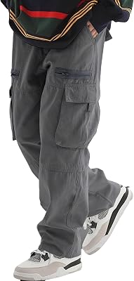 XYXIONGMAO Mens Multi Techwear Pocket Black Streetwear Sweatpants Cargo Pants Hip Hop Loose Baggy Casual Tactical Pants