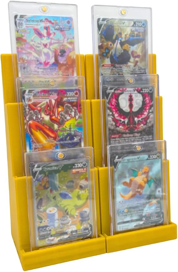Magnetic Card Holder Stadium Displays - Yellow (2 Pack), Compatible with Ultra Pro Protectors - Trading Card Holder - Card Stand - Sports Card Display