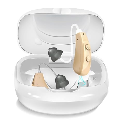 True OTC Rechargeable Hearing Aids for Seniors, White | 16-Channel Digital Technology, 3 Noise Reduction Modes, Comfort Fit, Mild to Moderate Hearing Loss, Lightweight