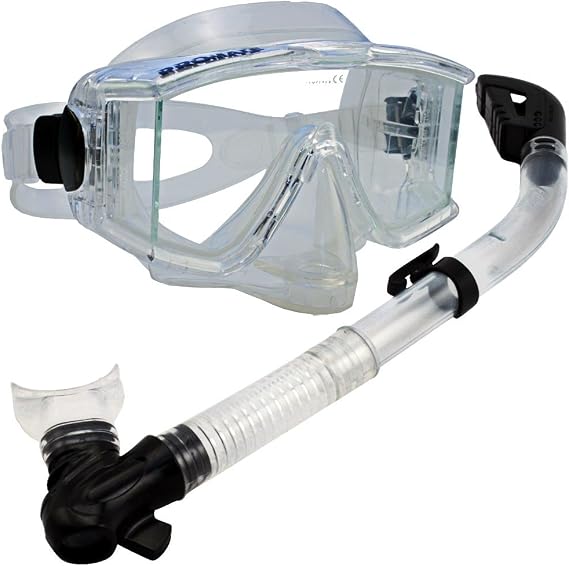 Promate Snorkeling Scuba Dive Dry Snorkel Side-View Purge Mask Diving Gear, Clr