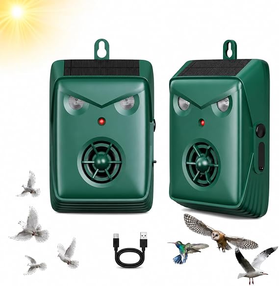 2026 Solar Ultrasonic Bird Repellent Outdoor,Woodpecker Deterrent for House, Weatherproof Goose Pigeon Bird Deterrents for Outside,Birds Repeller Scare Devices,Keep Birds Away Balcony,Yard,Orchard