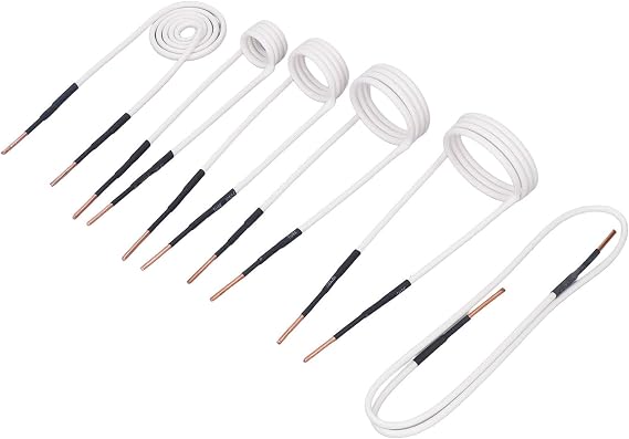 6Pcs Induction Heating Coil Induction Heater Wires 2.5mm Brass 20 30 40 50mm Forming Flat Type Heater Coil Kit