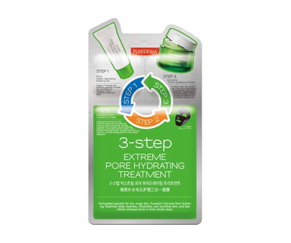 PUREDERM 3-STEP Extreme Pore Hydrating Facial Mask Treatment (5 Masks)