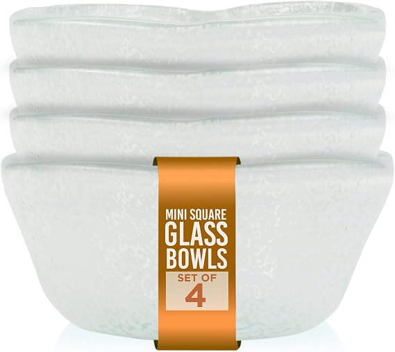 IMPULSE! Mini Small Splendido 2 oz. Glass Bowl (White) Set of 4 - Perfect for Serving, Food Prep, Condiments, Crafts, and Decor! Versatile and Stylish- 2.5" D X 1.2" H