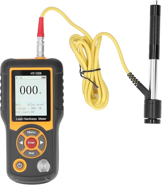 Portable Hardness Tester 170 to 960 HL Metals Durometer Tester HL HRA HRB HRC HB HV HSD Hardness Meter with Color Screen for Steel Iron Bronze Copper Aluminium(HT-1208)