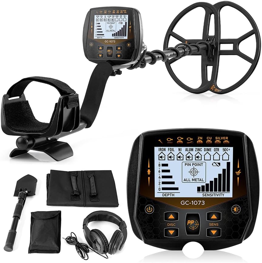 Double D Metal Detector, High Sensitivity, Waterproof Search Coil, Pinpoint Identification Mode, LCD Backlight Display, Treasure Finder, Gold Detector