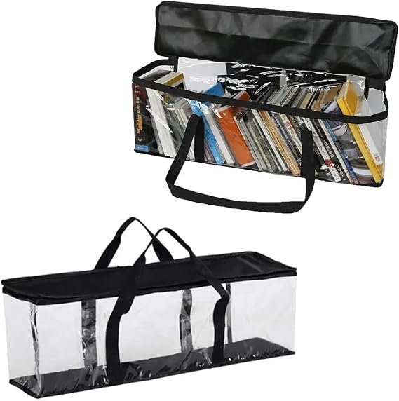 DVD Storage Bags Large Clear DVD Holder Storage Case with Handle Foldable Media Organizer for Blu-ray Disc Movie Collection CD Music Album Film Collection Hold up to 40 Pcs CDs