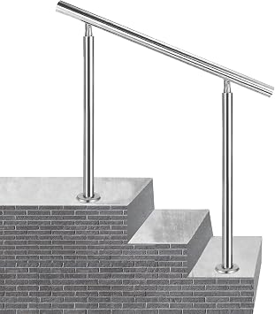 Stairs Handrail, Fits 2 to 3 Steps Outdoor Handrails,Floor Mounted Stainless Steel Porch Stairs Hand Rail Railings Kit,Adjustable Metal Staircase Handrail for Garden,Entrance,Balco