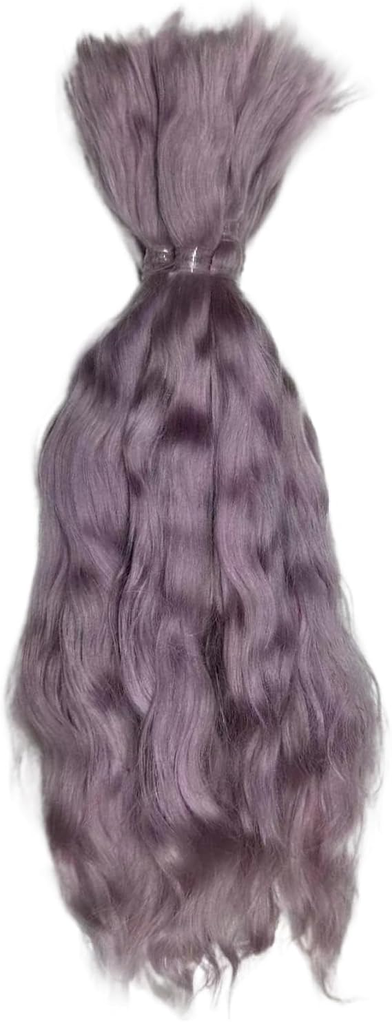 Doll Hair 8 Inch Curly Doll Hair Natural Realistic Wig DIY-Friendly Mohair Craft for Making, Figurine, Art Craft, Light Purple for Crafts Making Supplies