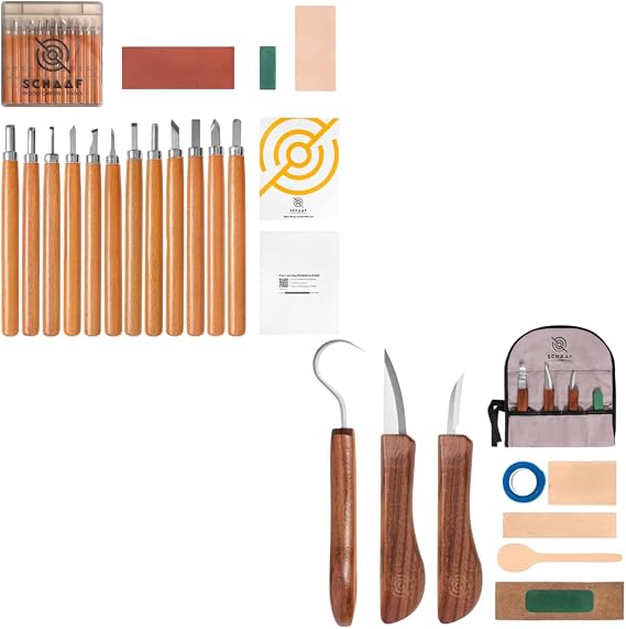 Schaaf Tools 12-Piece Pen Chisels and 3-Piece Knife Set