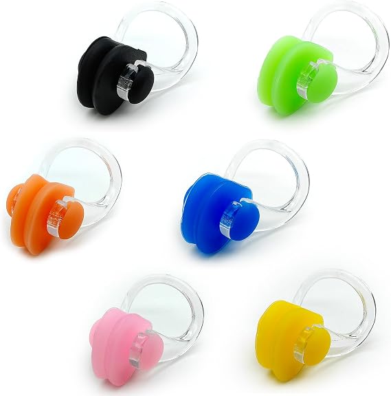 Zooshine 6 Colors Swimming Nose Clips for Kids Age (7+) Adults, Waterproof Silicone Swim Nose Plug for Pool Surfing,Comfortable Swim Training Gear Prevent Water from Entering Nose
