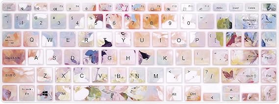 Silicone Keyboard Cover for ASUS VivoBook S14 S433 S435 M433 M413 X413 K413,VivoBook Flip 14,ZenBook 14 UX435 Q407IQ,14" E410 L410 ZenBook 14 UX435EG Q407IQ,Pink Water Color Flowers