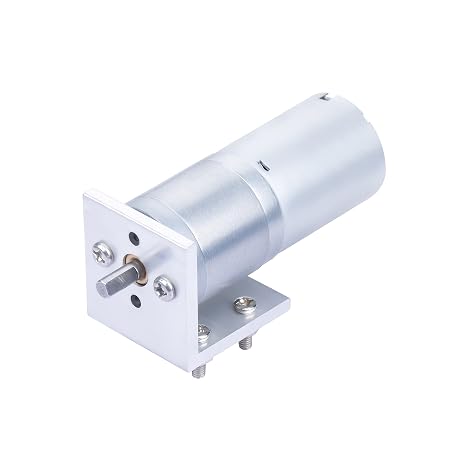 CQRobot 478.09:1 LP Metal DC Geared-Down Motor 25Dx57.8L mm 2W/6V, with Al Alloy Installation Mounting Bracket. 12 RPM/28 kg.cm (389 oz.in), D-Shaped Output Shaft 4 mm/12.5 mm (Diameter/Length).