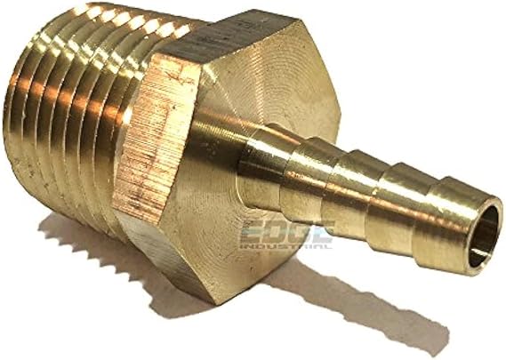 1/4" HOSE ID TO 1/2" MALE NPT MNPT STRAIGHT BRASS FITTING FUEL/AIR/WATER/OIL/GAS/WOG (QTY 1)