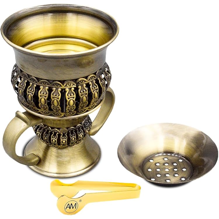 AM Regal Metal Incense Burner - Bakhoor Burner Mubkhara Frankincense Resin Burner - Ideal for Yoga, Spa & Aromatherapy Bronze