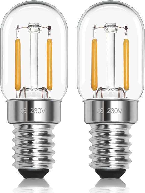 E14 Led Fridge Light Bulb Natural White 4000K, Can Replace 10W-15W Halogen, T22 Pygmy Bulb Led SES Refrigerator Bulb 230V, for Fridge Bulbs, Sewing Machine Bulbs, Cooker Hood，Night Light，2 Pack [Energy Class E]