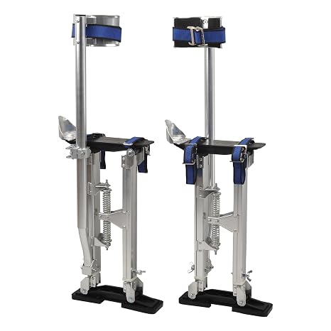 Drywall Stilts 18-30 Inch Height Adjustable Lifts Aluminum Tool | for Painting Finishing Pruning Branches Cleaning - Silver (18" - 30")