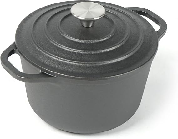 HAWOK 1.5 qt Cast Iron Dutch Oven, Dia. 6.3 inch with Lid, Pre-seasoned