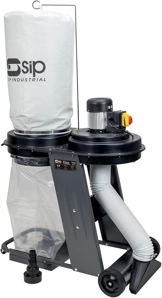 SIP Workshop Single Bag Dust Collector 550W 1200m³/hr 57L 5µm Dust Extractor with Floor Attachment