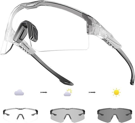 SCVCN Photochromic Cycling Glasses for Men Women UV400 Sports Glasses for Youth Windproof Goggles for Baseball Golf S111