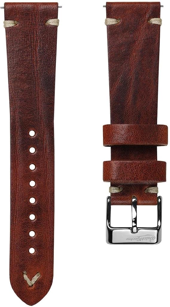 WatchGecko Simple Handmade Leather Watch Strap | Certified Genuine Italian Leather Replacement Watch Band, Vintage Style, Durable, Double Stitching,
