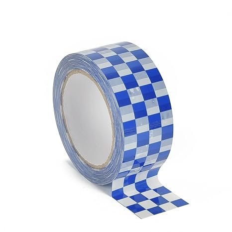 Checkered Flag Tape 1 Rolls Packing Tape Blue White Decorative Checkerboard Pattern Packaging Tape 1.89in x 328ft Duck Tape for Shipping Moving Sealing Scrapbook Box Decoration