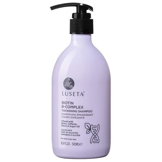 Luseta Biotin B-Complex Caffeine Shampoo for Thin Hair, Men Women, 16.9oz | Biotin B-Complex Shampoo with Caffeine and Argan Oil Helps Thin Hair Look Fuller, Stronger and Refreshed
