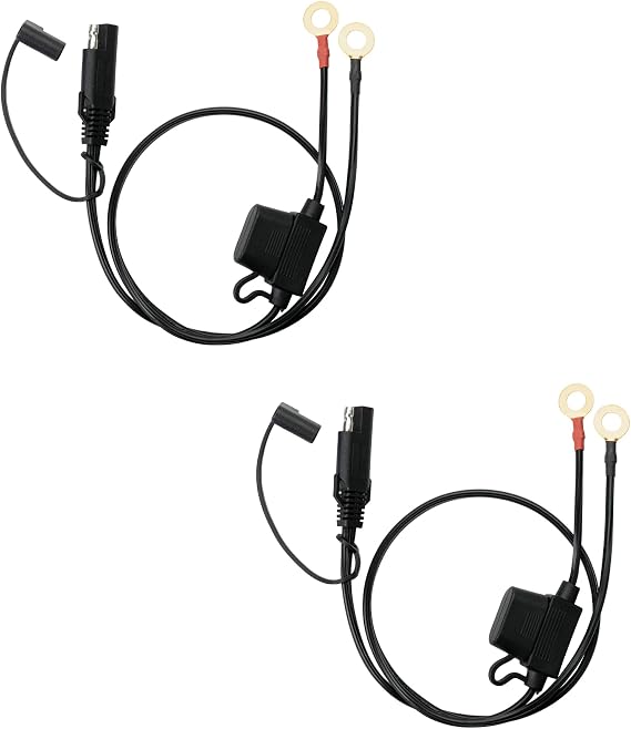 Bates- SAE Battery Connector, 2 FT, 18 AWG SAE to O-Ring Harness | 2-Pin Connector for Chargers Maintainers Solar Panels & Motorcycles