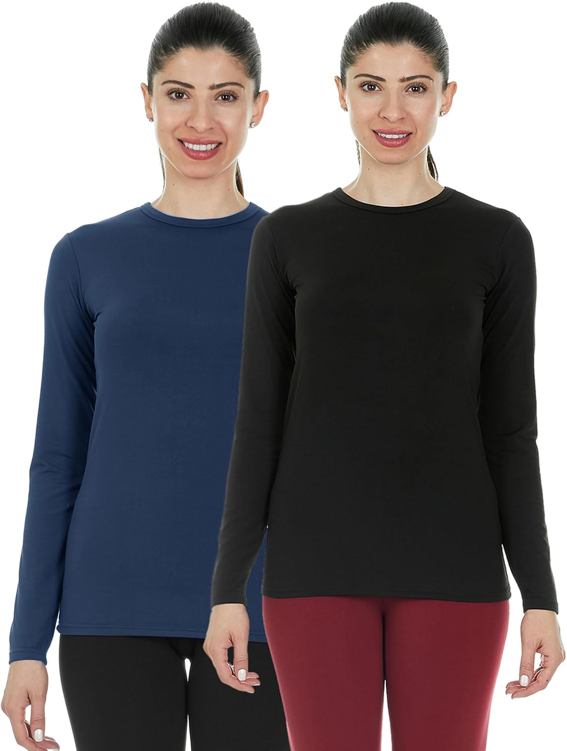 Thermajane 2 Pack Thermal Top for Women Size XS Navy & Black