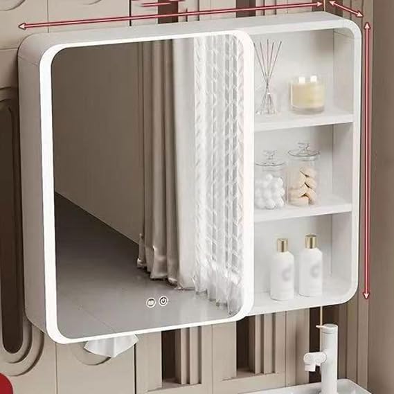 Wall Mount Medicine Cabinet Bathroom Wall Wardrobe Aluminum Alloy Bathroom Mirror Cabinet Medicine Storage Space Cupboard Large Mirror for Bathroom Living Room Laundry Bedroom