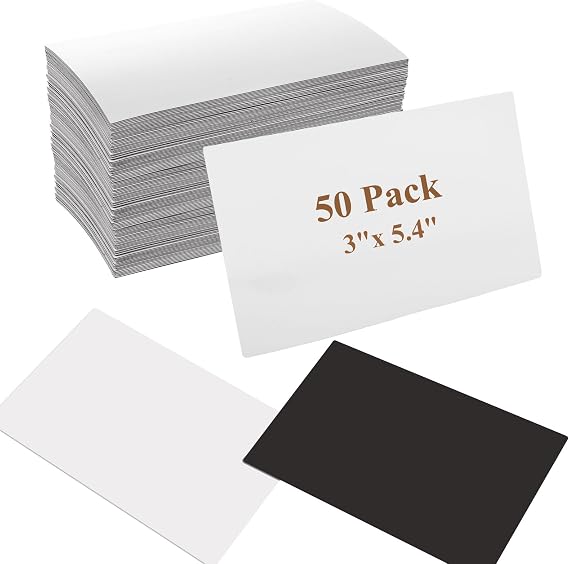 50 Pack 5.4 x 3 Inch Dry Erase Magnetic Labels, Waterproof Blank Magnetic Cards, Erasable Magnets for Whiteboard, Home, Fridge, Education, Office - White