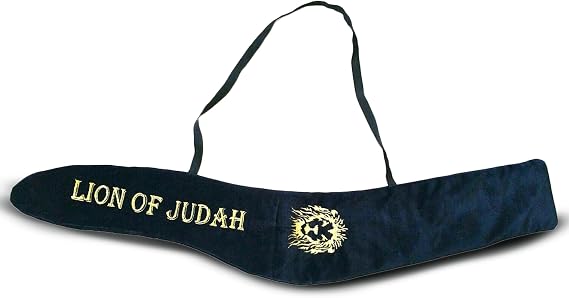Luxurious Lion of Judah Velvet Shofar Bag for Long Yemenite Kudu Horns - Premium Protective Carrying Case for Christian & Jewish Worship - Authentic Gift from Israel