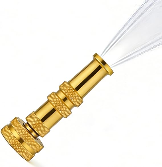 Brass Hose Nozzle Water Hose for Garden Hose, High Pressure Adjustable Twist Heavy Duty 4" Power Washer