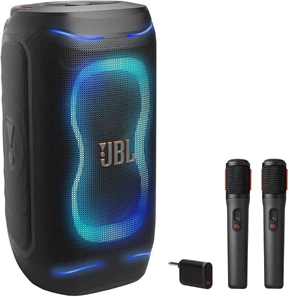JBL PartyBox 130 Portable Party Speaker Bundle with Wireless Microphone System (Black)