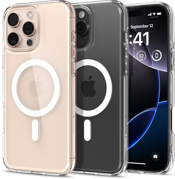 Spigen for iPhone 16 Pro Max Case, Ultra Hybrid MagFit [Anti-Yellowing] [Compatible with Magsafe] - Clear | Compatible with MagSafe, DuraClear Tech, Anti-Yellowing, Air Cushion Tech, Military Grade Protection, Spigen Signature Series