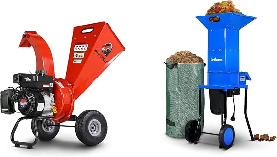 G GreatCircleUSA Mini Wood Chipper Shredder Mulcher & Landworks Leaf Mulcher Shredder Electric [Bundle Deal]