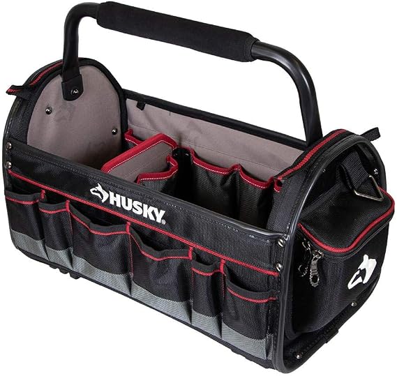 TEJAL Husky Tool Tote Bag 20 in. with Removable Tool Wall, Water Resistant 1680 Denier Material, Rotating Padded Handle, Lockable Security Zipper, with TEJAL NO Touch Door Opener Tool