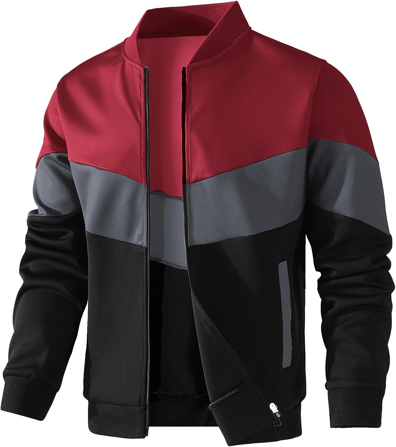 HYPESTFIT Men's Lightweight Bomber Jacket Color Block Varsity Coat Casual Jacket