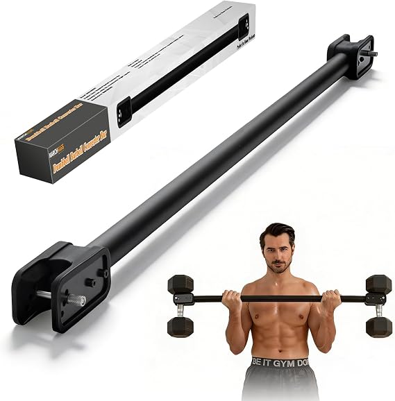 Dumbbell Barbell Converter Bar, Adjustable Dumbbell Bar for Home Gym, Compatible with Most Dumbbells, All-Metal Dumbbell to Barbell Converter for Weightlifting and