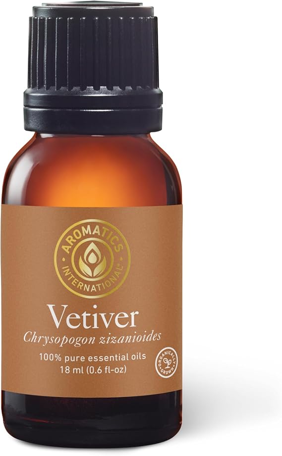 Organically Grown Vetiver Essential Oil 18ml | 100% Pure Essential Oil for Diffusion, Aromatherapy & Wellness Use